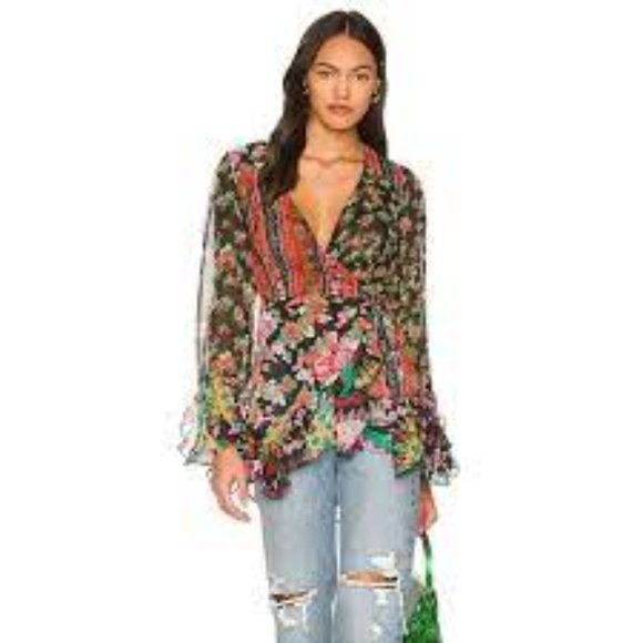 Free People Tops - NWOT Free People X Revolve Magic Hour wrap blouse SZ SP